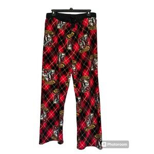 Harry Potter Gryffindor Fleece PJ Bottoms Sleep Pants Red Plaid Junior's X Large
